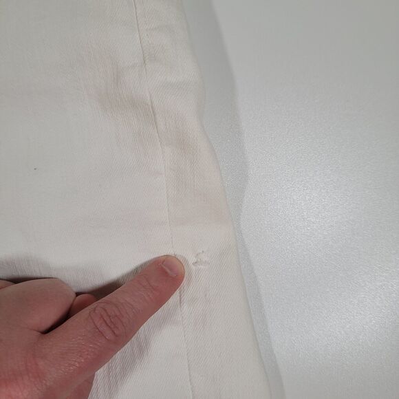 White High Rise Straight Leg Cropped Raw Hem Jeans Casual Denim - Picture 3 of 13